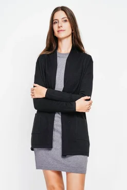 Gilet col châle noire-C&Jo Outlet