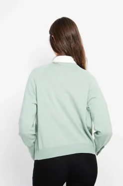 Gilet col ras du cou jade-Assuili Outlet