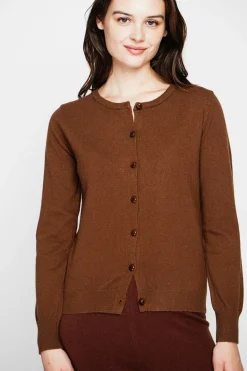 Gilet col ras du cou marron-C&Jo Online