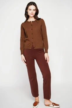 Gilet col ras du cou marron-C&Jo Online