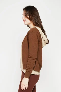 Gilet col ras du cou marron-C&Jo Online