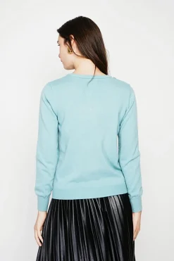 Femme C&Jo Gilets Et Cardigans^Gilet col ras du cou turquoise