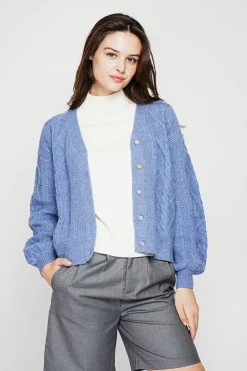 Femme C&Jo Gilets Et Cardigans^Gilet col v bleu gris