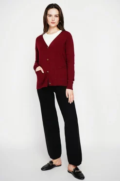 Femme C&Jo Gilets Et Cardigans^Gilet col v boutonné bordeaux