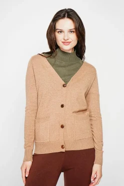 Femme C&Jo Gilets Et Cardigans^Gilet col v boutonné camel