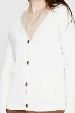 Gilet col v boutonné naturel-C&Jo