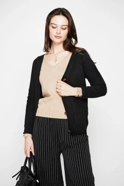 Femme C&Jo Gilets Et Cardigans^Gilet col v boutonné noir