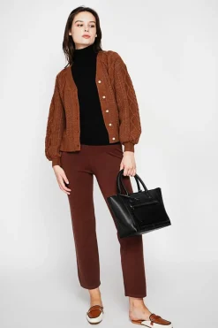 Gilet col v marron-C&Jo