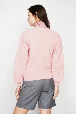 Gilet col v rose poudré-C&Jo