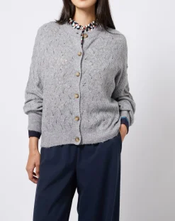 Femme Esprit Gilets Et Cardigans^Gilet court en Maille mélangée dentelle gris moyen