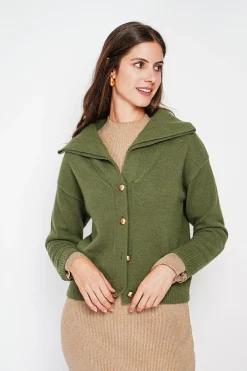 Gilet double col kaki-C&Jo Discount