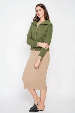 Gilet double col kaki-C&Jo Discount
