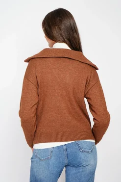 Gilet double col marron-C&Jo Online
