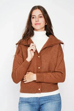 Gilet double col marron-C&Jo Online