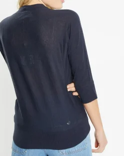 Gilet droit en Lin & Coton Mimosa bleu marine-Jodhpur Outlet
