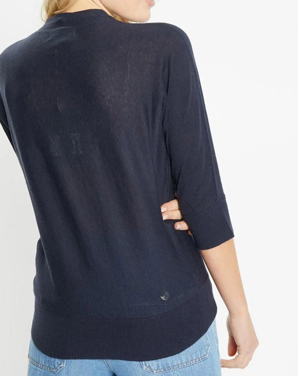 Gilet droit en Lin & Coton Mimosa bleu marine-Jodhpur Outlet
