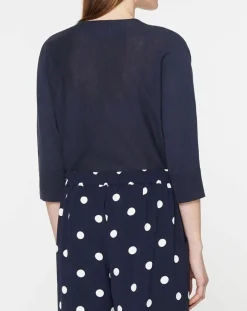 Gilet droit en Lin & Coton Mimosa bleu marine-Jodhpur Outlet