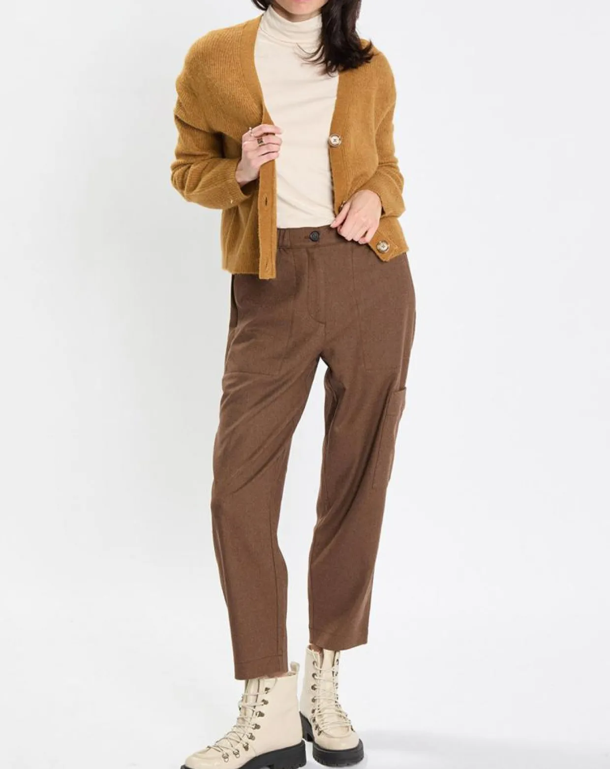 Femme Marc O'Polo Gilets Et Cardigans^Gilet en Alpaga & Laine mélangés 3 Boutons kaki marron