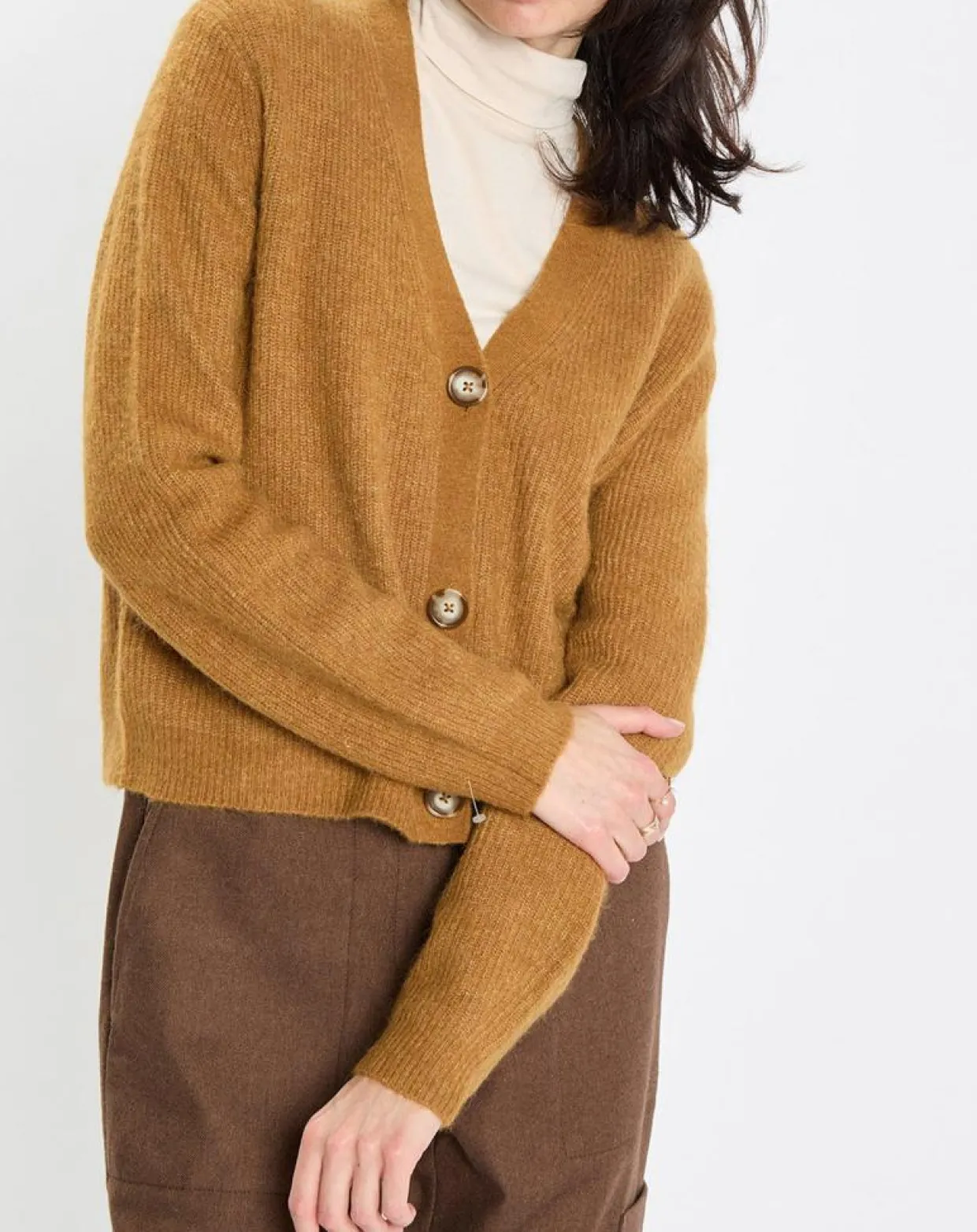 Femme Marc O'Polo Gilets Et Cardigans^Gilet en Alpaga & Laine mélangés 3 Boutons kaki marron