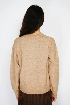 Gilet en Cachemire mélangé grand col camel-Assuili Hot