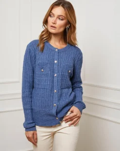 Gilet en Cachemire mélangé Stephanie indigo-Fleur de cachemire Online
