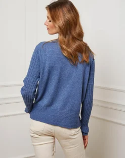 Gilet en Cachemire mélangé Stephanie indigo-Fleur de cachemire Online