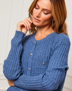 Gilet en Cachemire mélangé Stephanie indigo-Fleur de cachemire Online