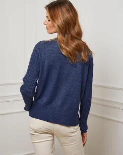 Gilet en Cachemire mélangé Stephanie marine-Fleur de cachemire