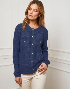 Gilet en Cachemire mélangé Stephanie marine-Fleur de cachemire
