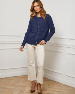 Gilet en Cachemire mélangé Stephanie marine-Fleur de cachemire