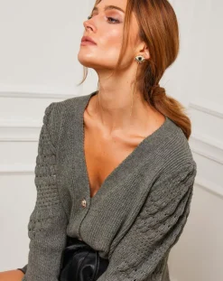 Femme Fleur de cachemire Gilets Et Cardigans^Gilet en Cachemire mélangé Liv kaki