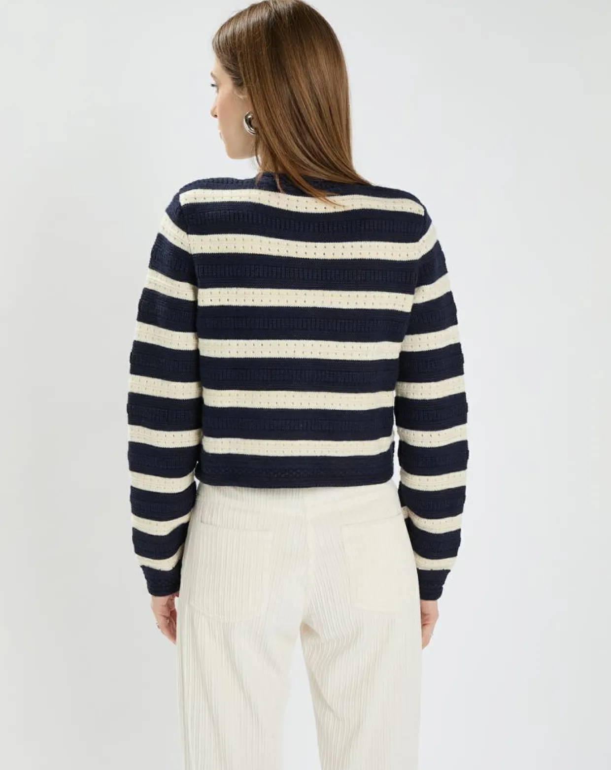 Femme Zapa Gilets Et Cardigans^Gilet en Coton & Laine Glada rayures nocturne/écru