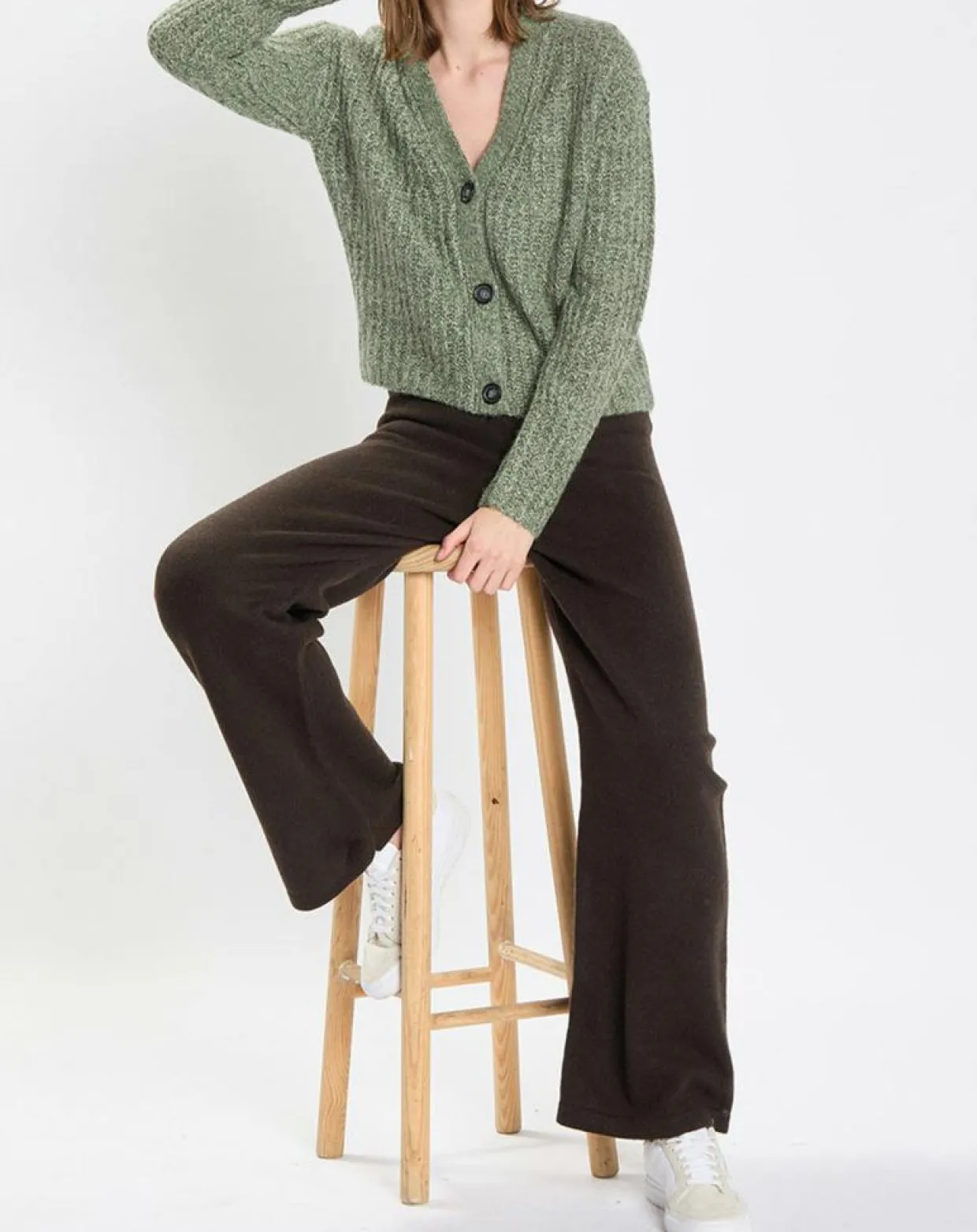 Femme Marc O'Polo Gilets Et Cardigans^Gilet en Coton, Laine & Alpaga mélangés grosse maille chiné vert foncé