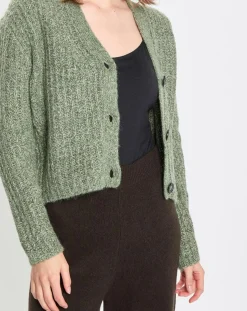 Femme Marc O'Polo Gilets Et Cardigans^Gilet en Coton, Laine & Alpaga mélangés grosse maille chiné vert foncé
