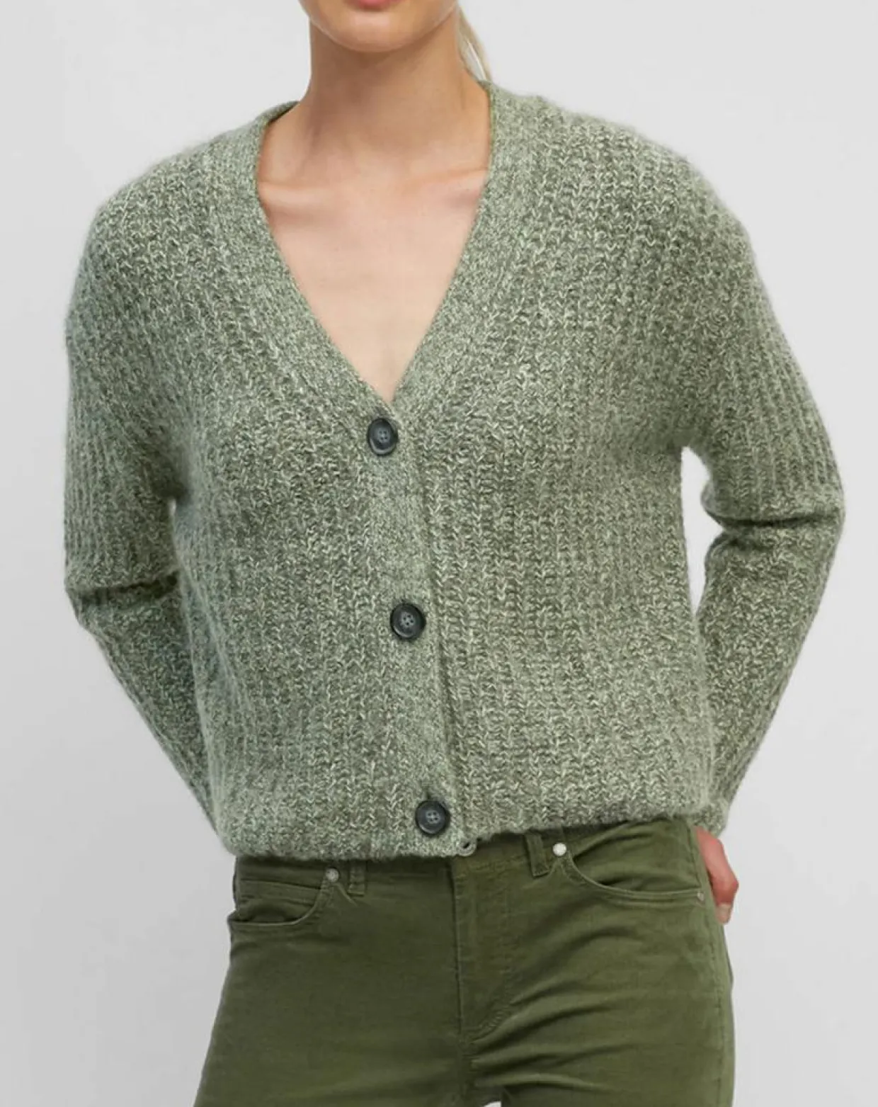 Femme Marc O'Polo Gilets Et Cardigans^Gilet en Coton, Laine & Alpaga mélangés grosse maille chiné vert foncé