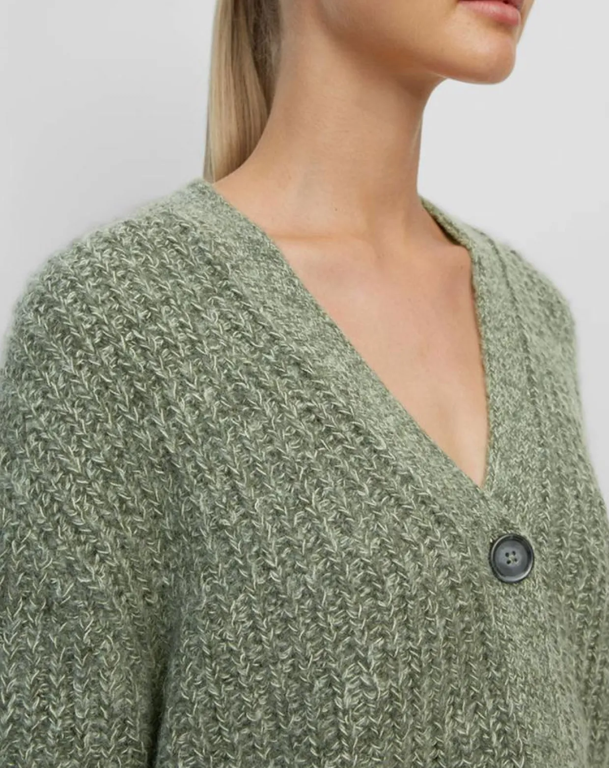 Femme Marc O'Polo Gilets Et Cardigans^Gilet en Coton, Laine & Alpaga mélangés grosse maille chiné vert foncé