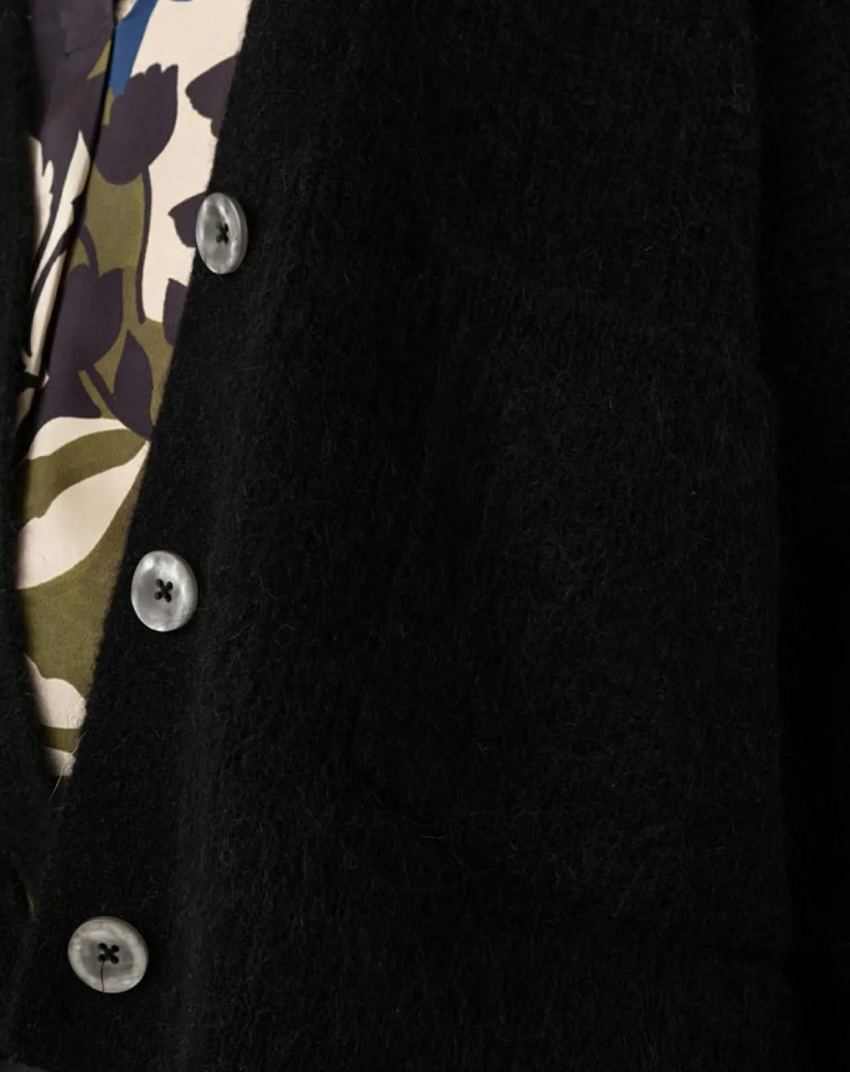 Gilet en Kidmohair & Laine mélangés Bonnie noir-Indies