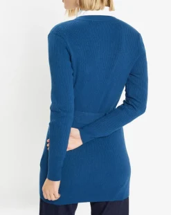 Gilet en Maille côtelée stretch Fernand bleu foncé-Galeries Lafayette Outlet