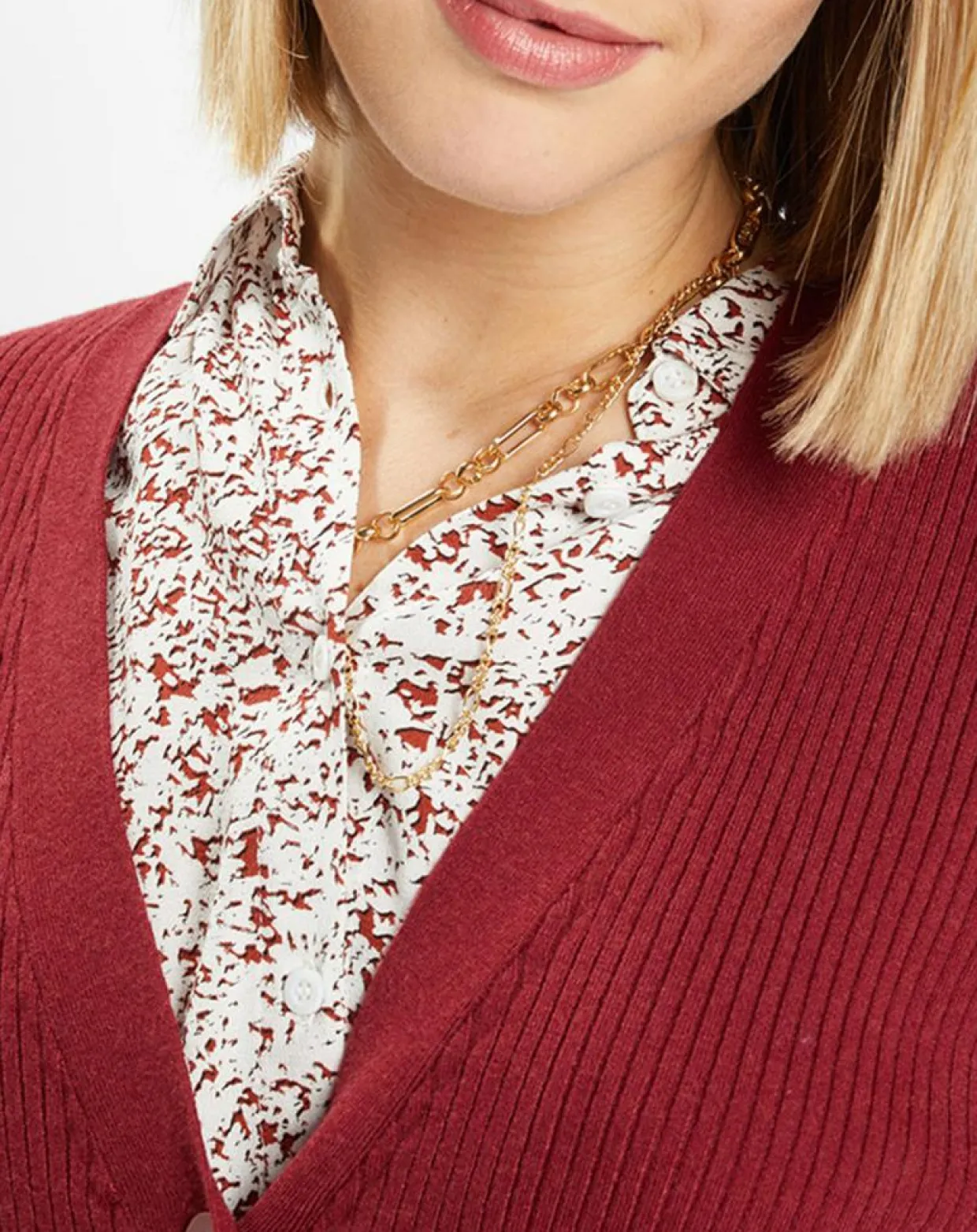 Femme Galeries Lafayette Gilets Et Cardigans^Gilet en Maille côtelée stretch Fernand bordeaux