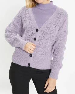 Femme Galeries Lafayette Gilets Et Cardigans^Gilet en Maille pointelle mousseuse Rina violet clair