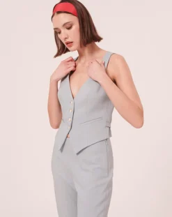 Femme Tara Jarmon Vestes, Blousons^Gilet en tissu flammé bleu
