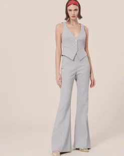 Femme Tara Jarmon Vestes, Blousons^Gilet en tissu flammé bleu