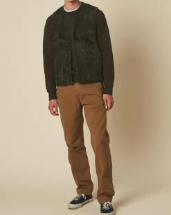 Gilet en Velours côtelé Will camo overdyed/vert forêt-Hartford