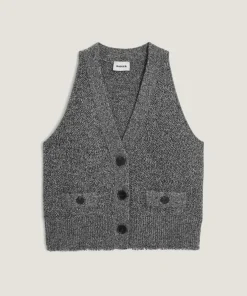 Femme Rodier Gilets Et Cardigans^Gilet Esther en Laine & Cachemire boutonne col V sans manches gris chiné