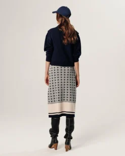 Gilet Kylie manches courtes col montant bleu nuit-Rodier Clearance