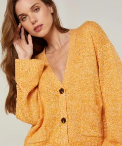 Gilet Lilith col V chiné jaune-Rodier Sale