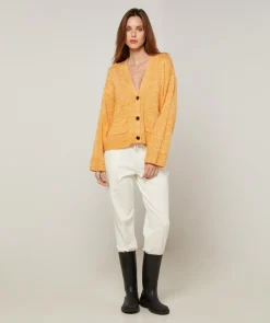 Gilet Lilith col V chiné jaune-Rodier Sale