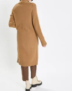 Femme Marc O'Polo Gilets Et Cardigans^Gilet long à capuche en Laine mélangée camel