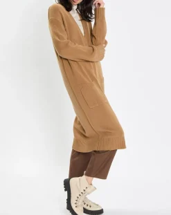 Femme Marc O'Polo Gilets Et Cardigans^Gilet long à capuche en Laine mélangée camel