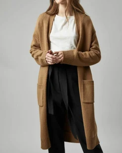 Femme Marc O'Polo Gilets Et Cardigans^Gilet long à capuche en Laine mélangée camel